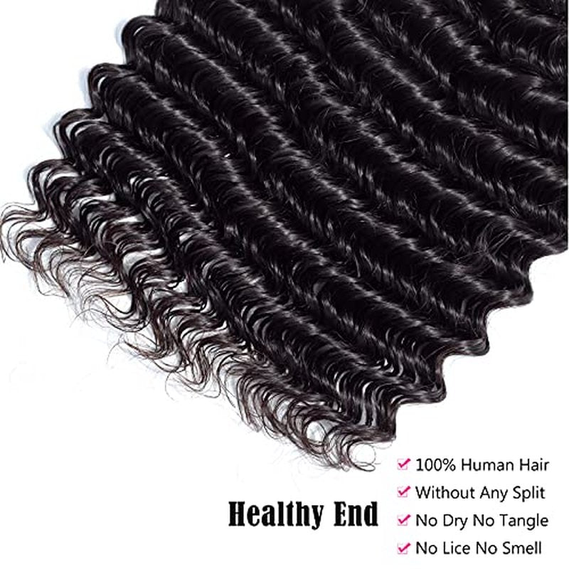 Deep Wave 3 Bundles 20 22 24 inch 10A Brazilian Virgin Human Hair Bundle Double Strong Weft Deep Wave Human Hair Unprocessed Deep Curly Wave Human Hair Bundles