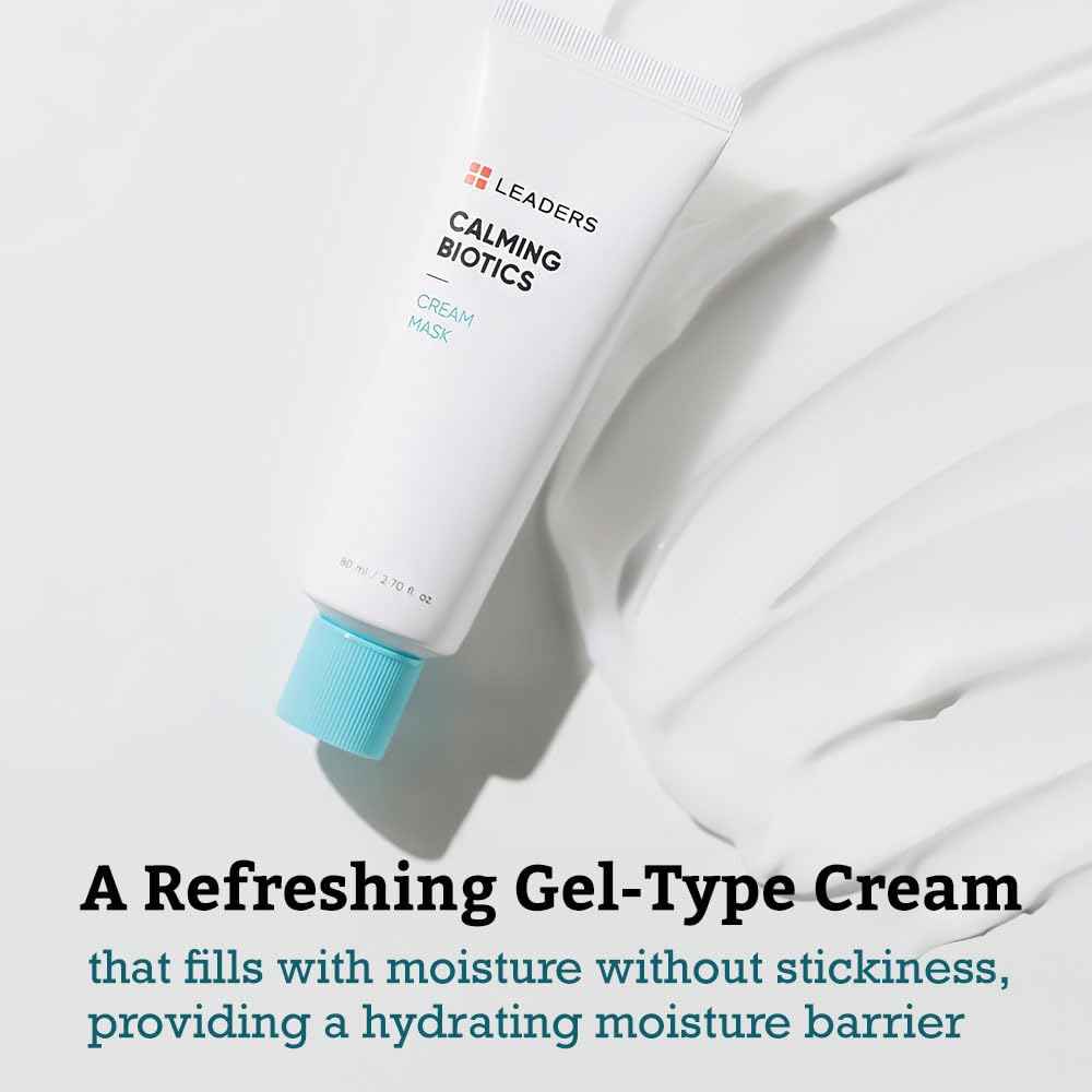 LEADERS Cosmetics Calming Biotics Cream Mask - 80ml, 2.70 Fl Oz Gel Type Revitalize Strengthen Skin Barrier Hydrating for Sensitive Skin