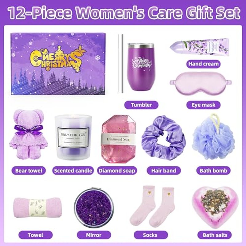 Christmas Gifts for Women 2025 -12 Days of Christmas Advent Calendar for Mom, Wife, Girlfriend, Sister, Her - Lavender Spa Gifts Basket Set Includes Coffee Mugs, Scented Candle, Soap, sock, Eye mask