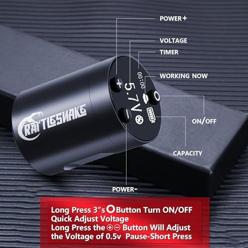 Rattlesnake Rotary Battery Pen Tattoo Machine Digital LED Display 4.2mm Stroke Length (TATTOO MACHINE)