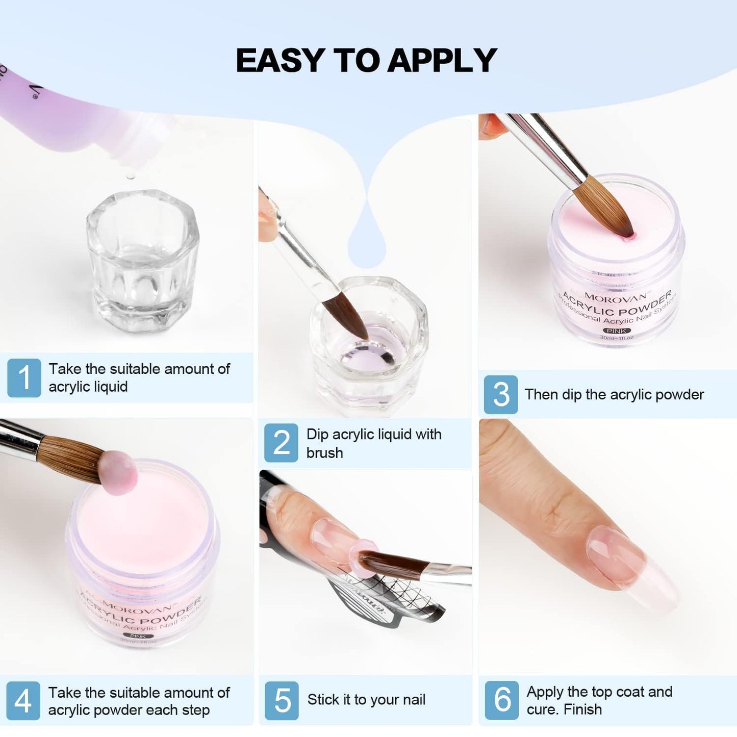 Morovan Acrylic Nail Kit for Beginners: Professional Nail Kit Set with Acrylic Powder Glitter Full Nail Starter Kit for Nail Extensions
