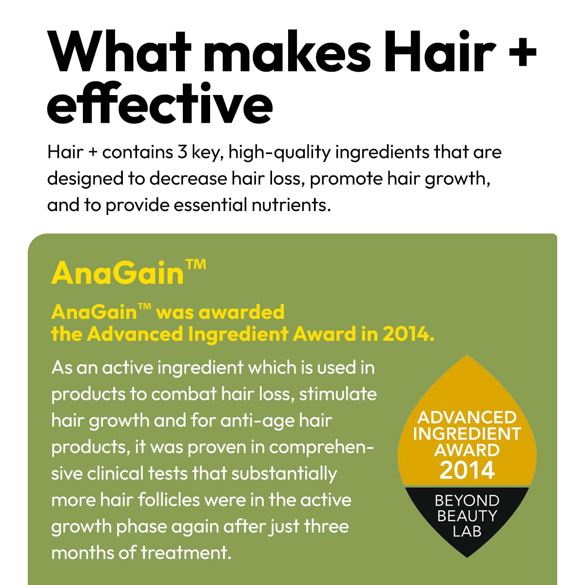 BIGVITA Hair Growth Supplement – Fast Hair Regrowth for Thicker, Fuller Hair | AnaGain™ Nu, Biotin, Black Sesame Extract | Hair Loss Support for Women & Men | Vegan, Gluten-Free – 1 Month Supply