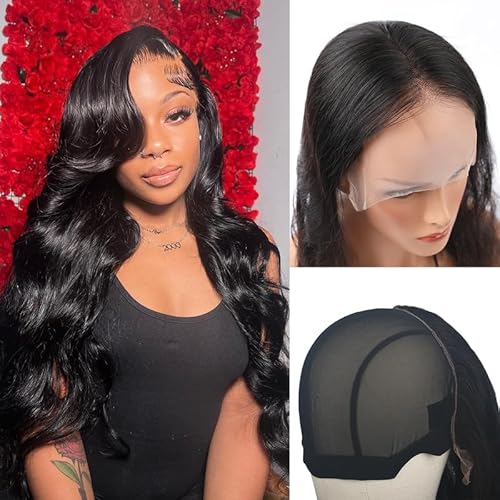 Pre-sewn 9x6 HD Lace Closure with Glueless Cap ? Body Wave Human Hair Closure with Baby Hair, Bleach & Dye Friendly, Beginner Friendly 16 Inch Natural Black