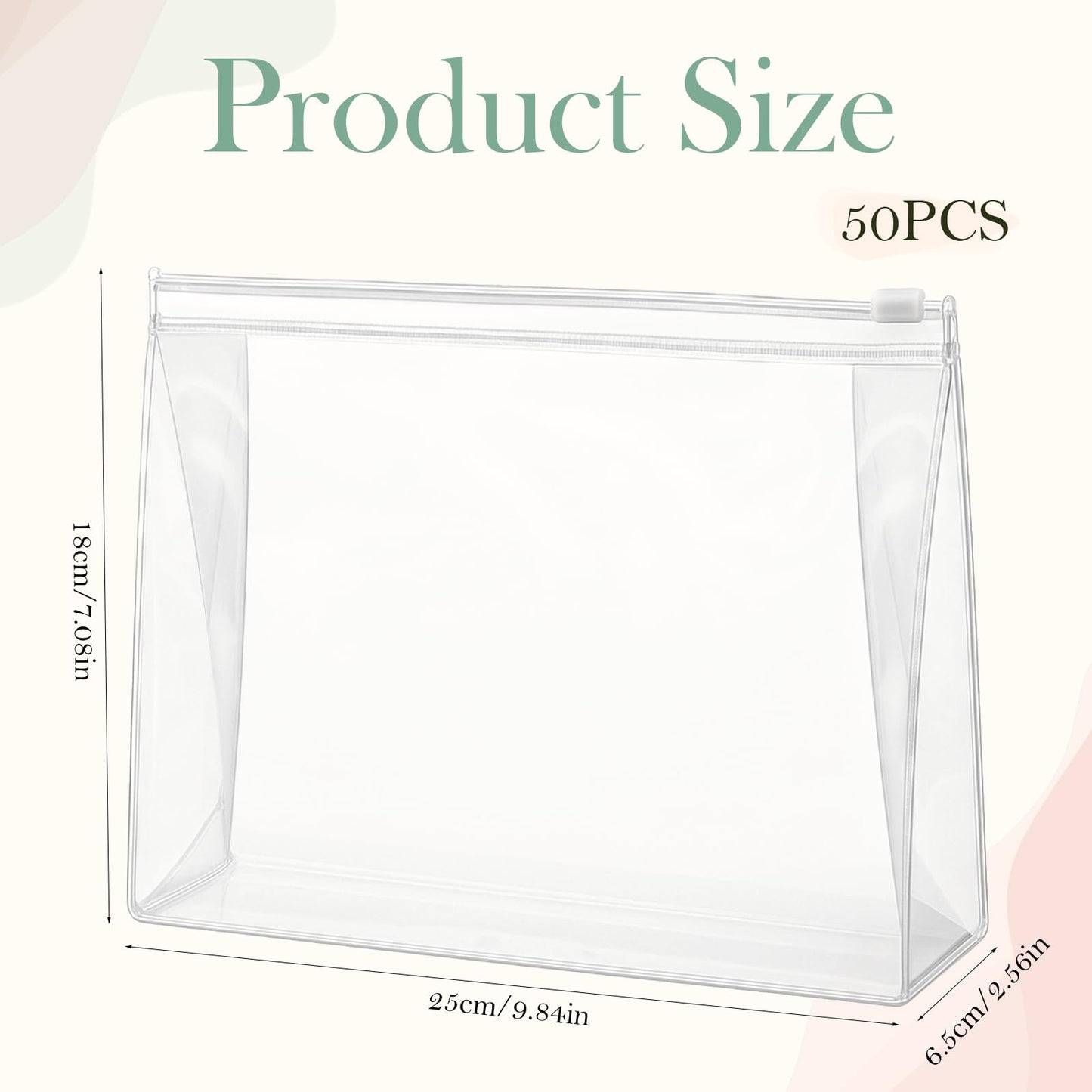 Giantree 50 PCS Small Clear Makeup Bag, 9.8"x7" Mini PVC Waterproof Cosmetic Organizer Bags Moisture-proof Portable Zipper Pouches Toiletry Bags Swimsuit Storage Bag with Zipper