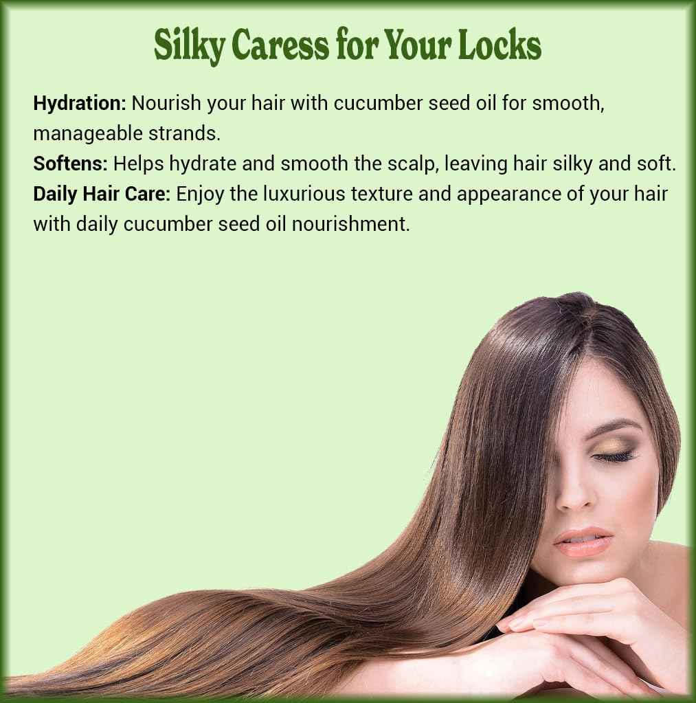 8oz Cucumber Seed Oil, 100% Pure and Natural, Cold-pressed, Unrefined, Moisturizer for Skin and Hair - Includes Pump & Flip Cap