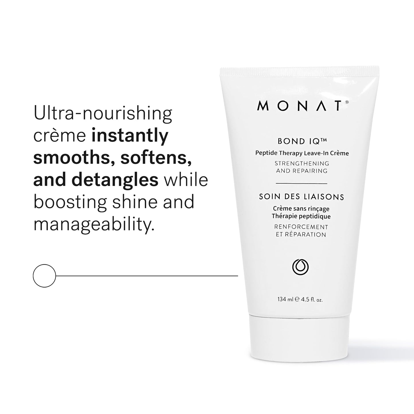 MONAT BOND IQ™ Peptide Therapy Leave-In Crème – Strengthening & Repairing Hair Treatment with Bond-Building Technology – Nourishes & Detangles for Healthier & Stronger Hair – 134 ml / 4.5 fl oz