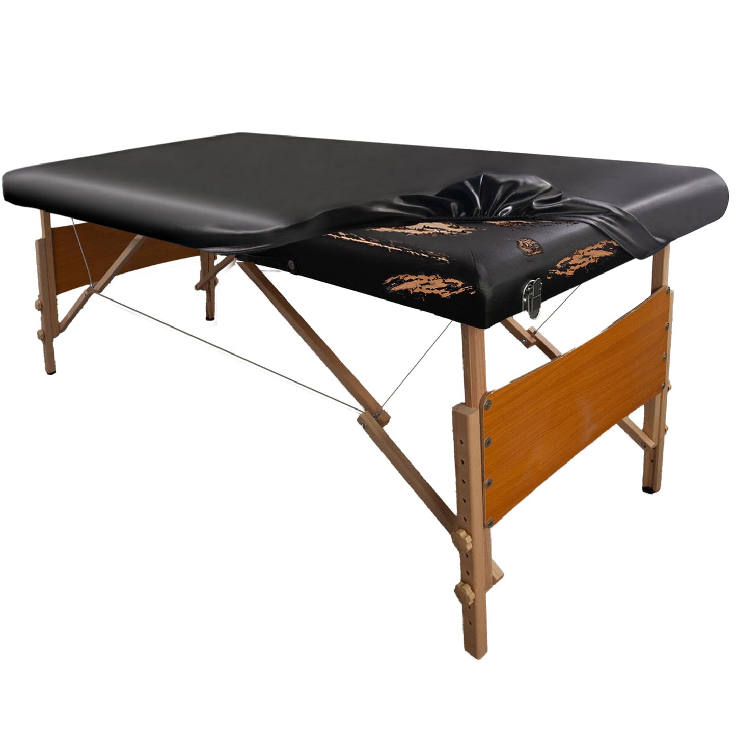 WUSOUPU PU Leather Massage Table Cover Protector Wipeable Massage Bed Cover Made of 4-Ways Elastic 100% Waterproof Material, Machine Washable, Fit Rectangular Tables 28-32" Wide (Black, 1Pcs)