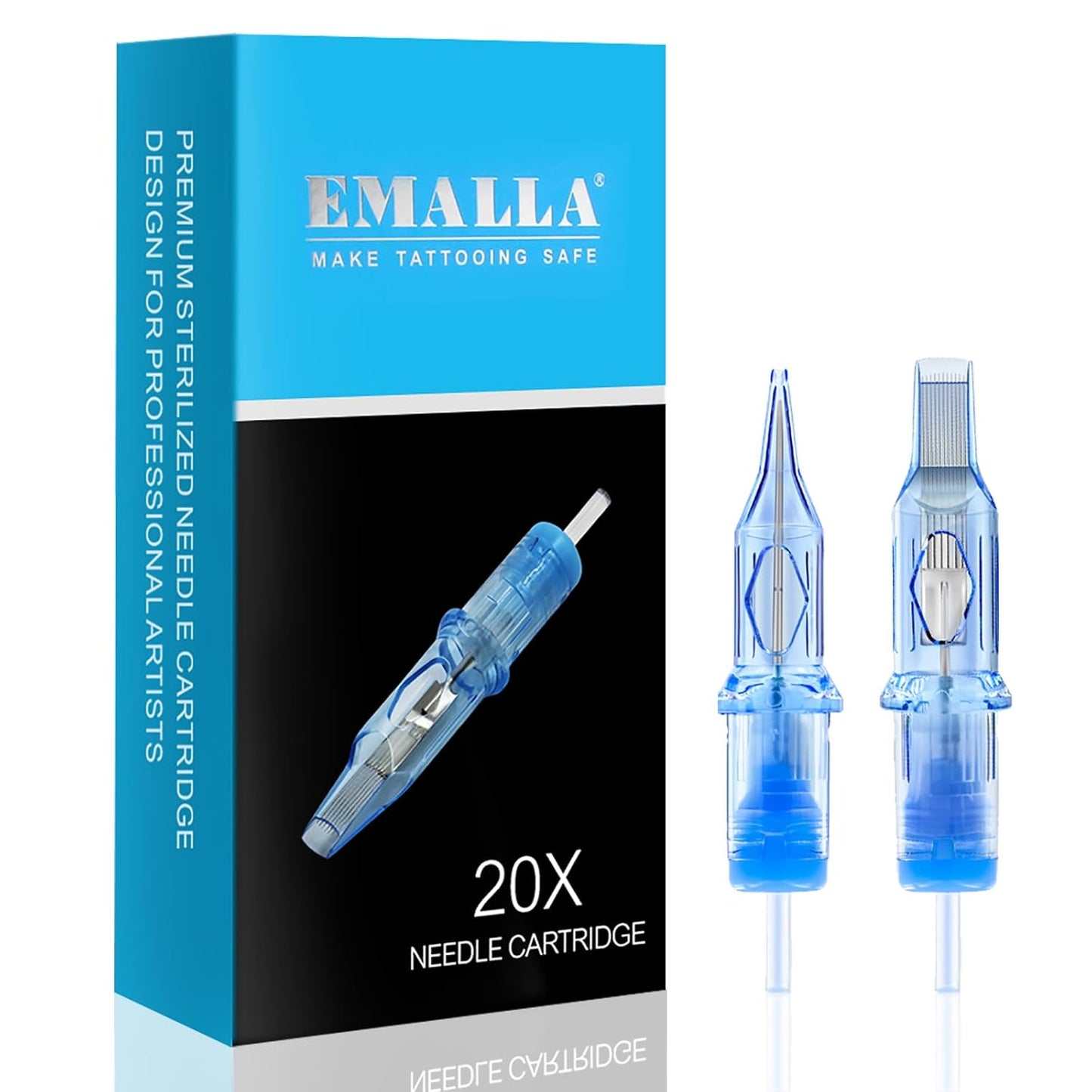 Emalla Tattoo Cartridge Needles - 20Pcs #10 Bugpin Curved Magnum 0.30mm Diameter | 5.0mm Long Taper