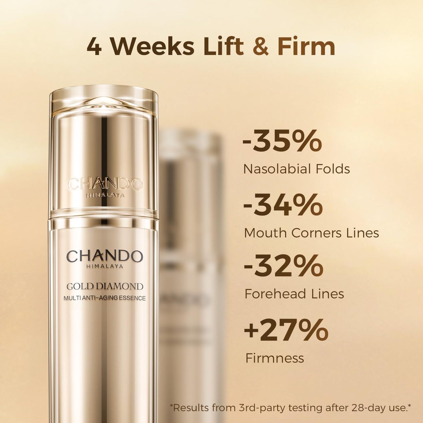 CHANDO HIMALAYA Gold Diamond Peptide-enriched Multi Anti-aging Serum (50ml/1.69oz) - Moisturizing Facial Essence Serum for Visible Correction of Anti Aging & Wrinkle with Tri-Peptide, Hyaluronic Acid