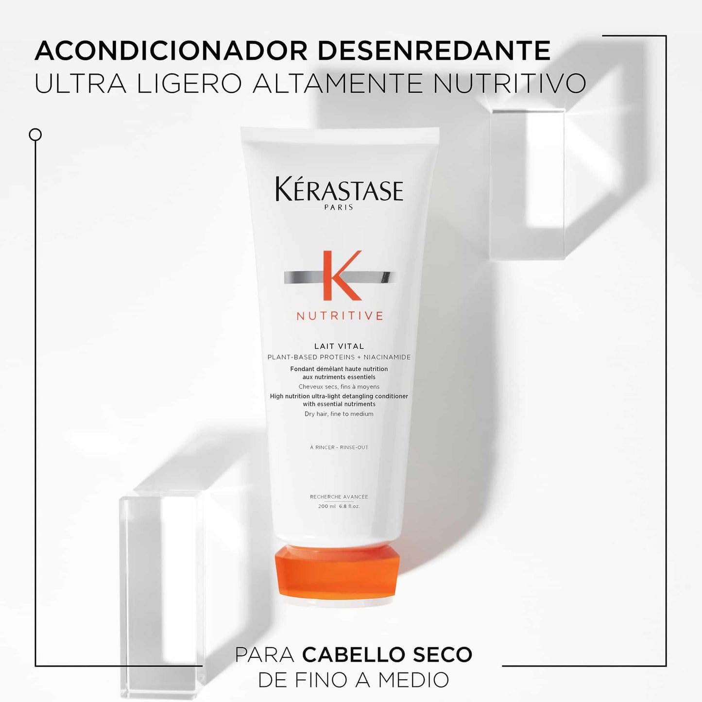 Kerastase Nutritive Lait Vital Hydrating Conditioner For Fine to Medium Dry Hair - Illuminates Shiny Hair and Easily Detangles, With Plant-Based Proteins & Niacinamide, 2.5 Fl Oz, Travel Size