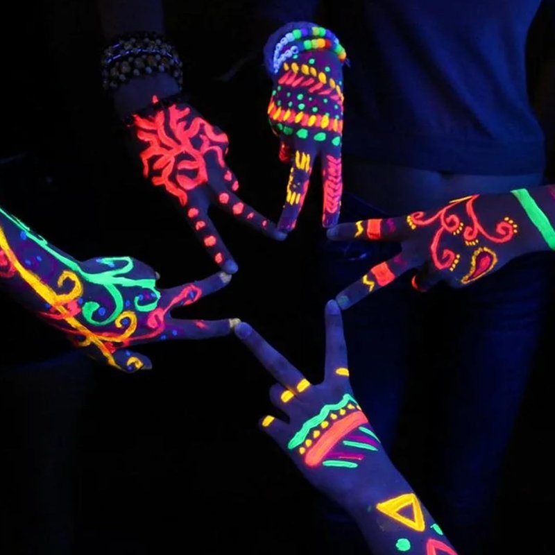 Fluorescent Tattoo Ink Set - 9 Colors for Glow-in-the-Dark Body Art | Skin-Safe 1oz Bottles