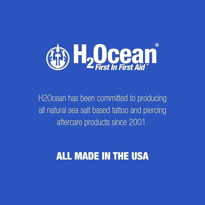 H2Ocean Piercing Aftercare Spray, Saline Spray for Piercings Cleaning Solution, with Sea Salt Nipple, Ear, Nose, Lip, Belly Piercings Cleaning Spray with Sea Salt & Bump Treatment, Set of 2