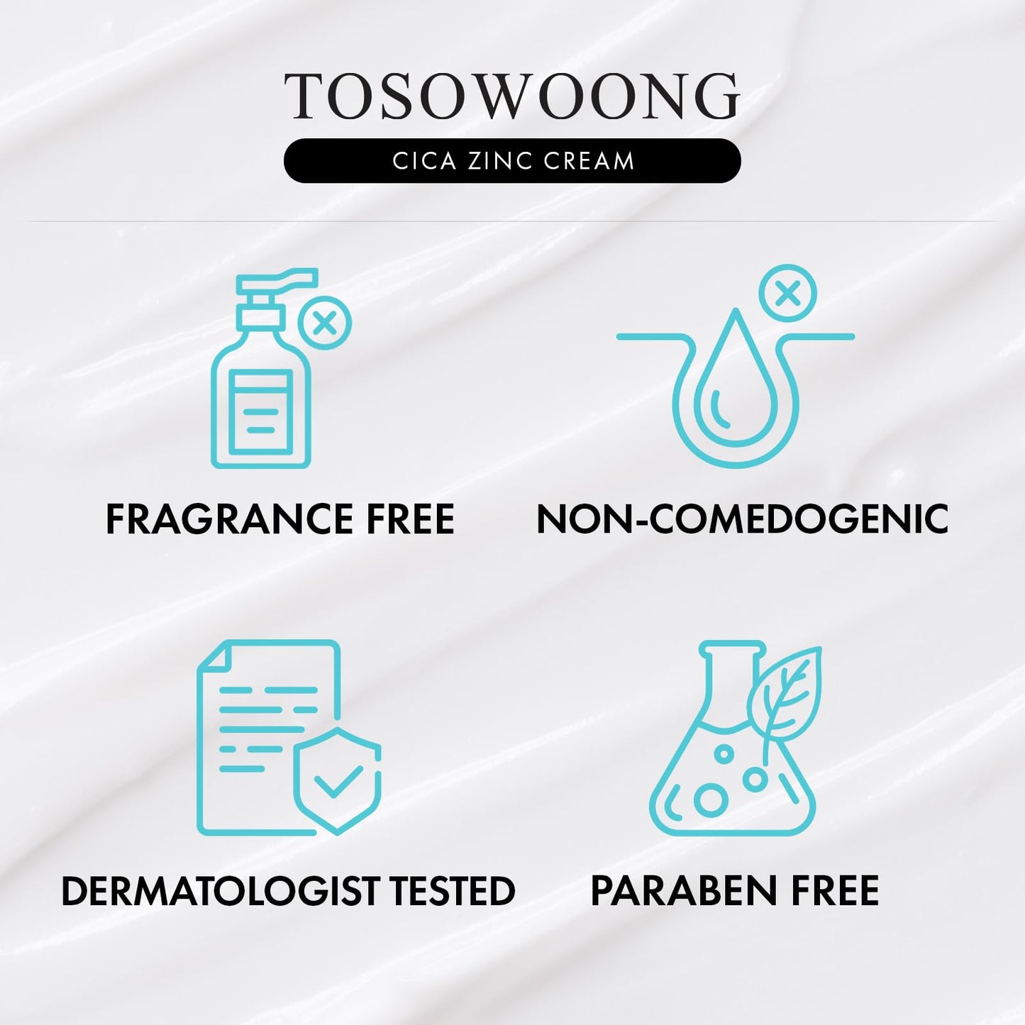 TOSOWOONG Zinc Oxide 10 Cream, 100,000ppm Zinc Oxide, Heal, Soothe Acne, Redness, Rosacea Treatment, Skin Barrier Repair, Moisture, Non-Comedogenic, Korean Skincare, 50g, 1.76 oz.