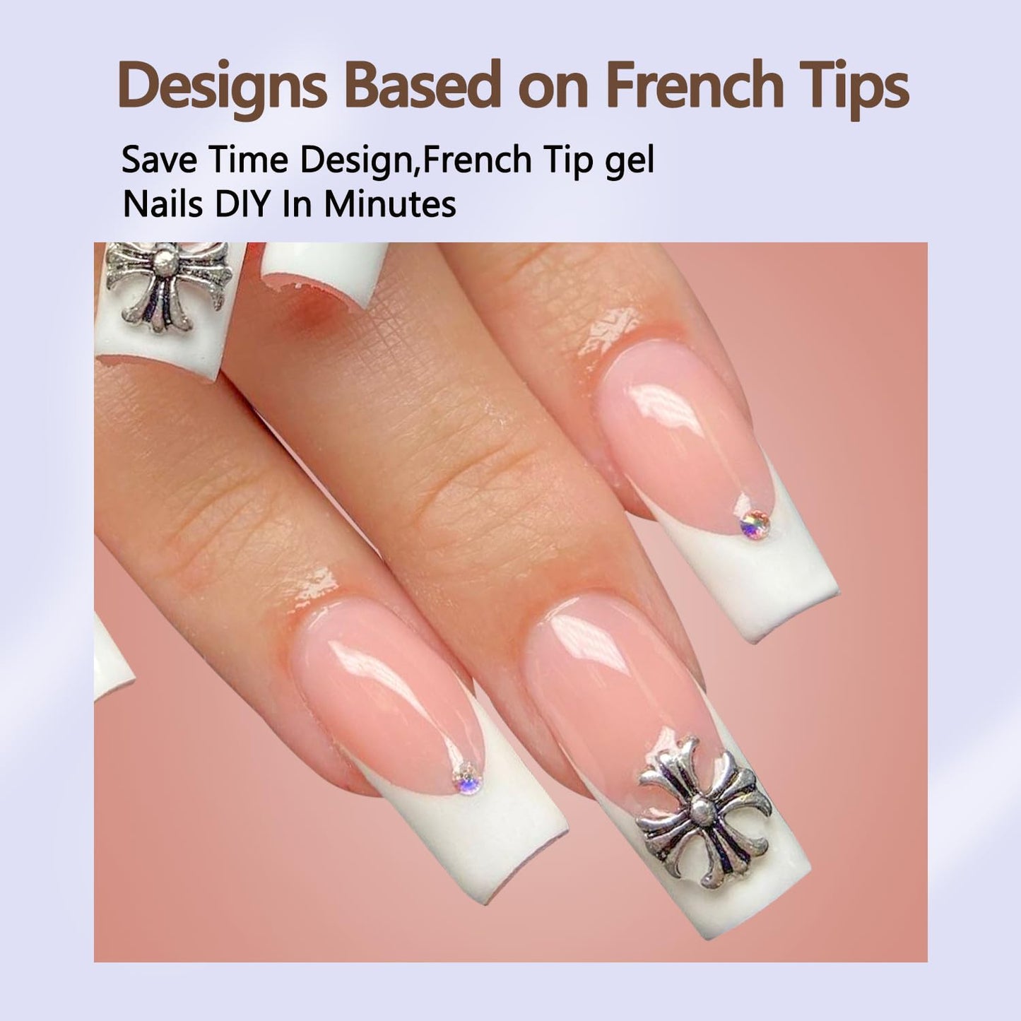 French Gel Nail Tips - 240 Pcs Long Square Pink Press-On Nails | Pre-Filed, No Need to Shape, 15 Sizes for DIY Nail Art