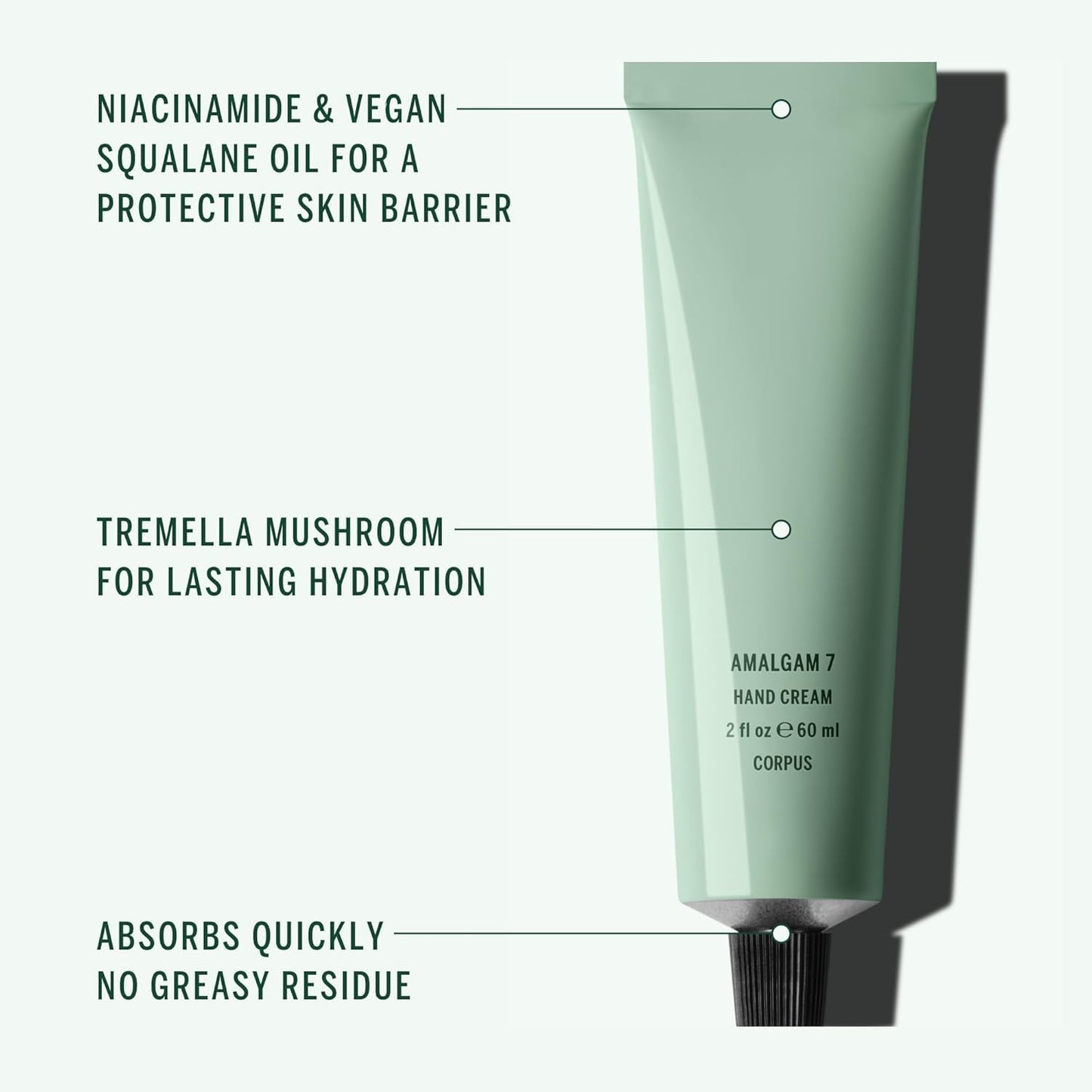 Corpus - Amalgam 7 Aromatic Hand Cream with Niacinamide, Tremella Mushroo, Vegan Squalane | Nourish, Hydrate, Protect | Vegan, Plant-Based, Cruelty-Free, Non-Toxic, Made In The USA (60 mL/ 2 fl oz)