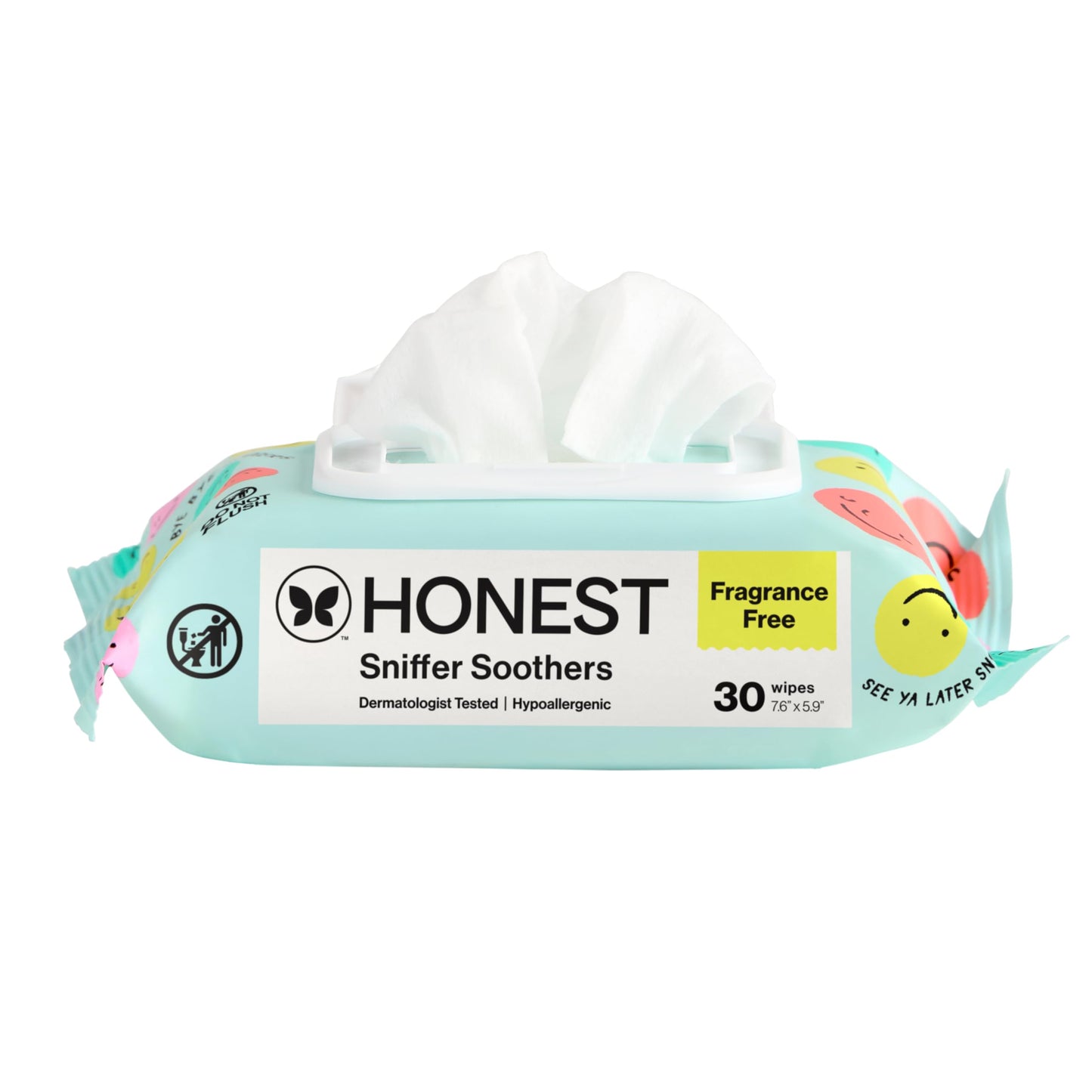 The Honest Company Plant-Based Snot Removing Wipes, Soothing Nose Face with Aloe, Hypoallergenic, Sensitive Skin, EWG Verified, Fragrance-Free, 30 Count