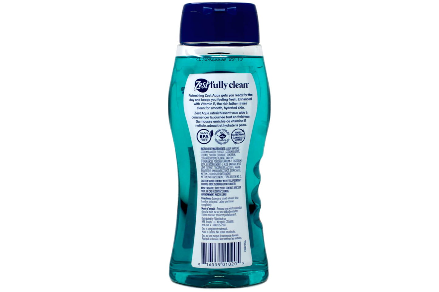 Zest Hydrating Body Wash - Aqua - Moisturizing Body Wash for Men and Women - Bath Soap with Vitamin E - Gentle Paraben Free Formula - 6 pc