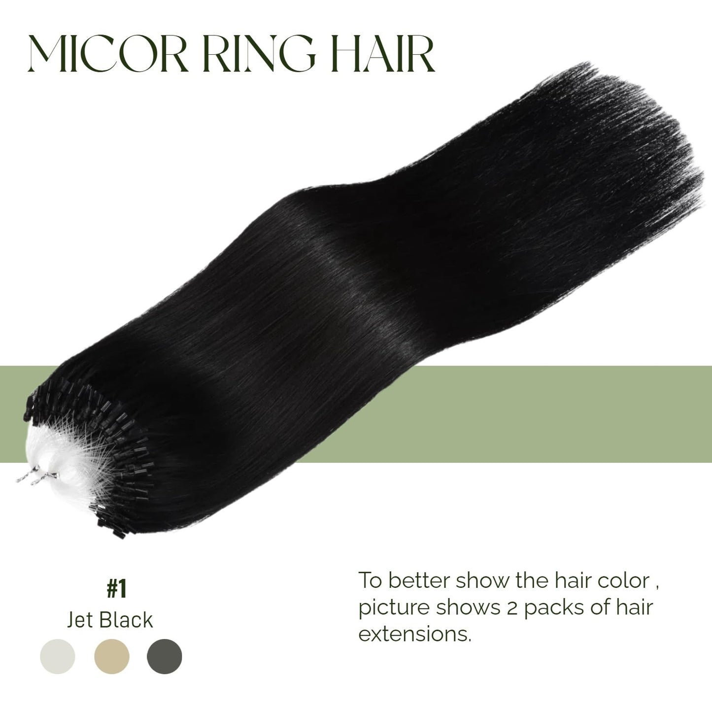 Microlink Hair Extensions Human Hair Jet Black Micro Loop Human Hair Extensions 16 Inch #1 Microbead Hair Extension for Women 100s, 50g Bead Hair Extension