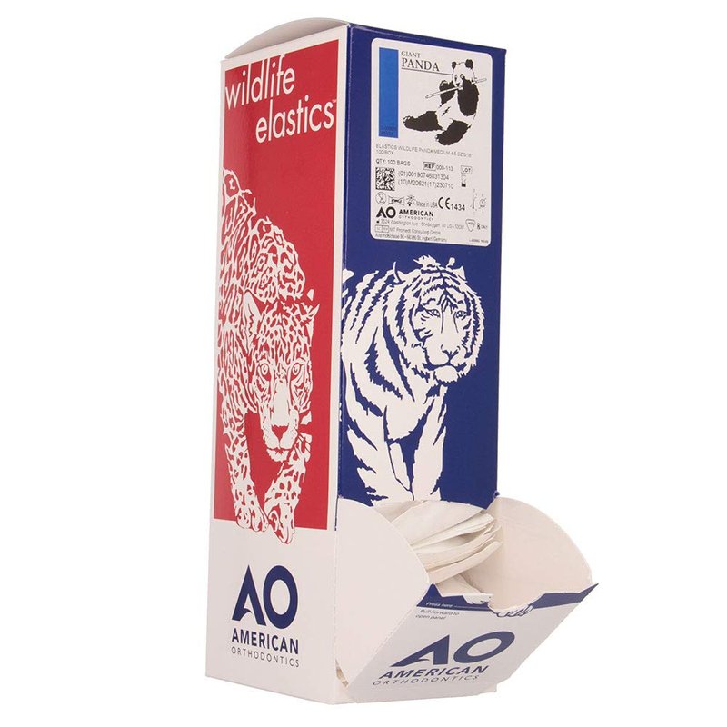 American Orthodontics Elastics - Wildlife Panda | Medium 5/16" Size, 4.5 Oz, 50 Packs, 5,000 Total | Precision-Cut Latex Tubing