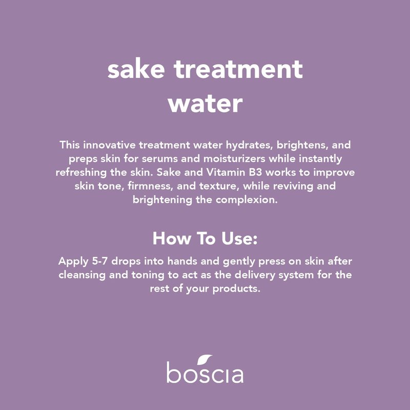boscia Sake Treatment Water, Vegan, Cruelty-Free, Natural and Clean Skincare, Vitamin B3 & Rice Ferment Facial Serum for Hydration, Clear, 1.69 Fl Oz