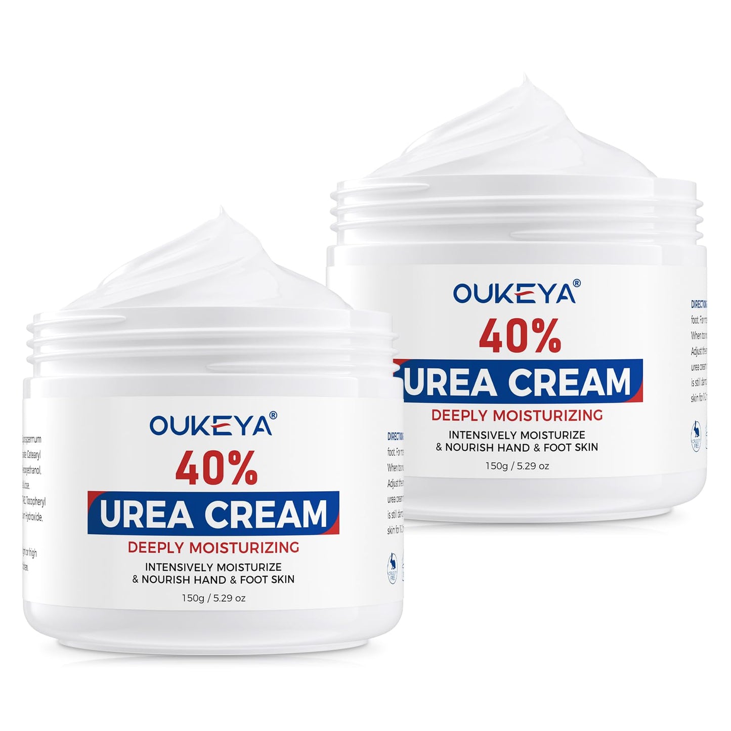 OUKEYA Urea Cream,NEW FORMULA Urea Cream 40 percent for Feet Maximum Strength,Dry Cracked Treatment Lotion for Knees & Elbows,Foot Dead Skin Cuticle Callus Remover Toenail Softener,5.29 oz（2 Packs