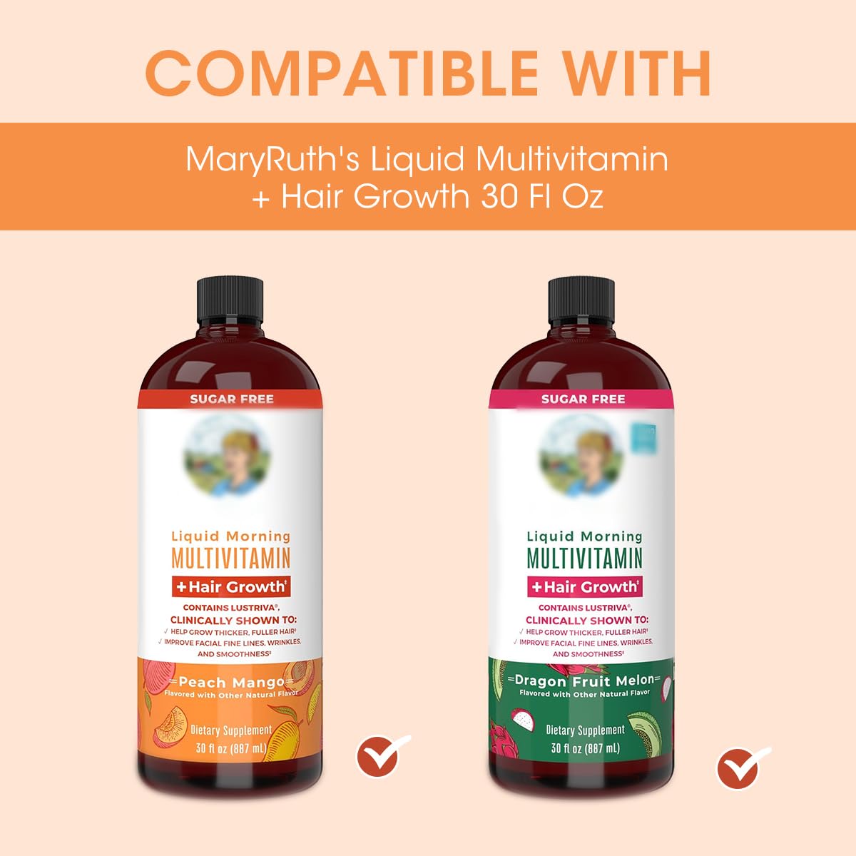 Aieve Shot Glass Set Compatible with MaryRuth's Liquid Multivitamin 30 fl oz Bottle, Measuring Cups With Ounce Pump Dispenser for Mary Ruth Multivitamin Hair Growth 30 fl oz