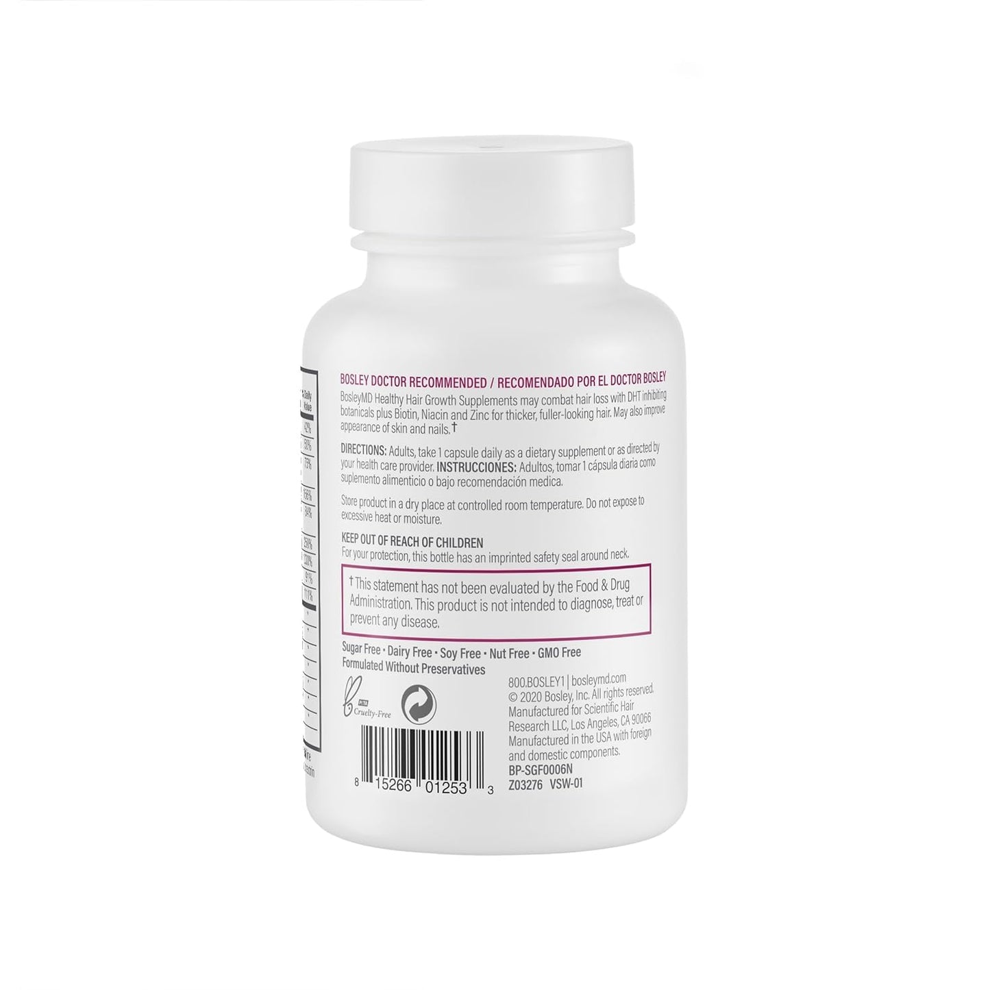 BosleyMD Women's Hair Growth Supplements - Thicker, Fuller Hair with DHT-Blocking Botanicals | 60 Capsules (2-Month Supply)