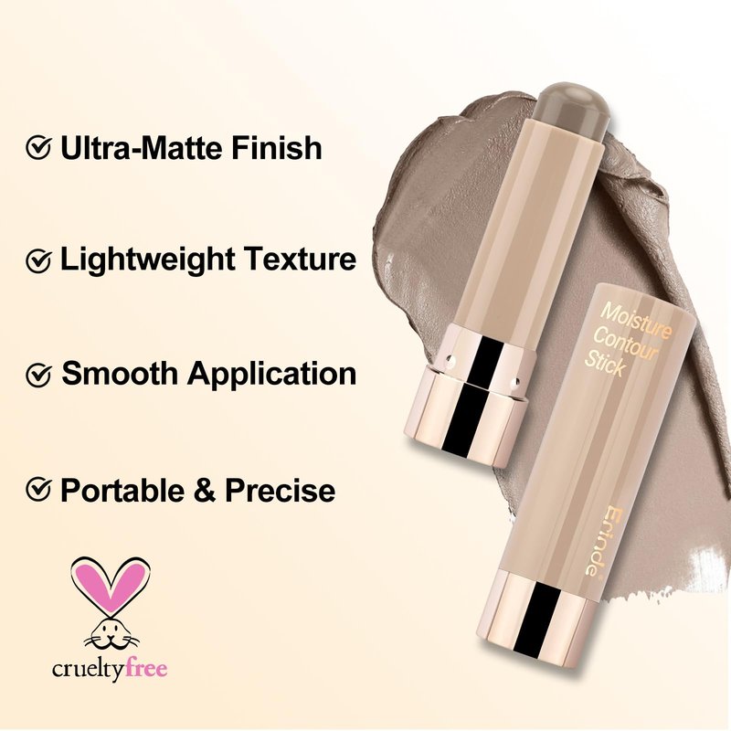 Erinde Cool Toned Contour Stick for Fair Skin, Large Capacity Grey Brown Cream Contour Makeup Stick, Smooth Blendable Matte Bronzer, Waterproof & Long Lasting Face Shaping Nose Contouring Sticks