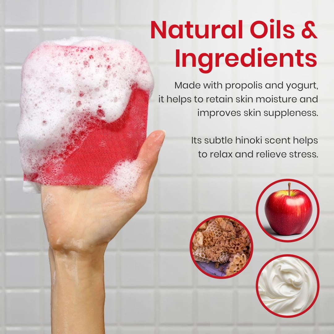 Mom’s Bath Recipe Body Peeling Pad Strong, All in One Bubble Body Wash & Scrub Gloves with Kelp & Biotics, Intense Exfoliating Mitts for Dead Skin Cells, Goosebumps and Scaly Skin, 8 Sheets