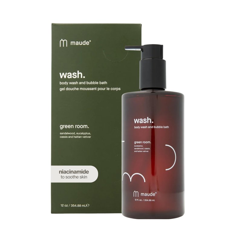 Maude Wash - pH Balanced Moisturizing Body Wash - Sandalwood & Eucalyptus Body Soap & Bubble Bath - With Smoothing Niacinamide & Aloe - Gentle Everyday Shower Gel & Relaxing Bath Soap - No.3 (12 oz)