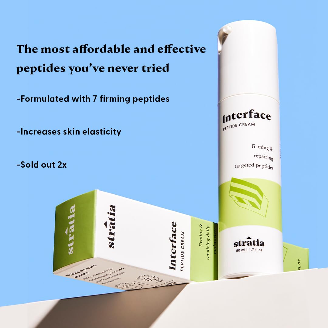 Stratia Interface Daily Moisturizer with Peptides for Hydration & Repair, Suitable for All Skin Types, 1.70 Fl Oz (Pack of 1)