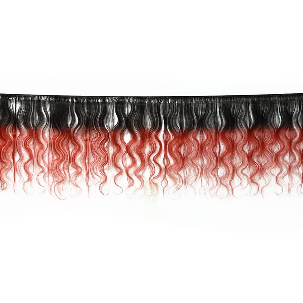 Red Body Wave Human Hair Bundles - 14/16/18 Inch Double Weft Peruvian Extensions