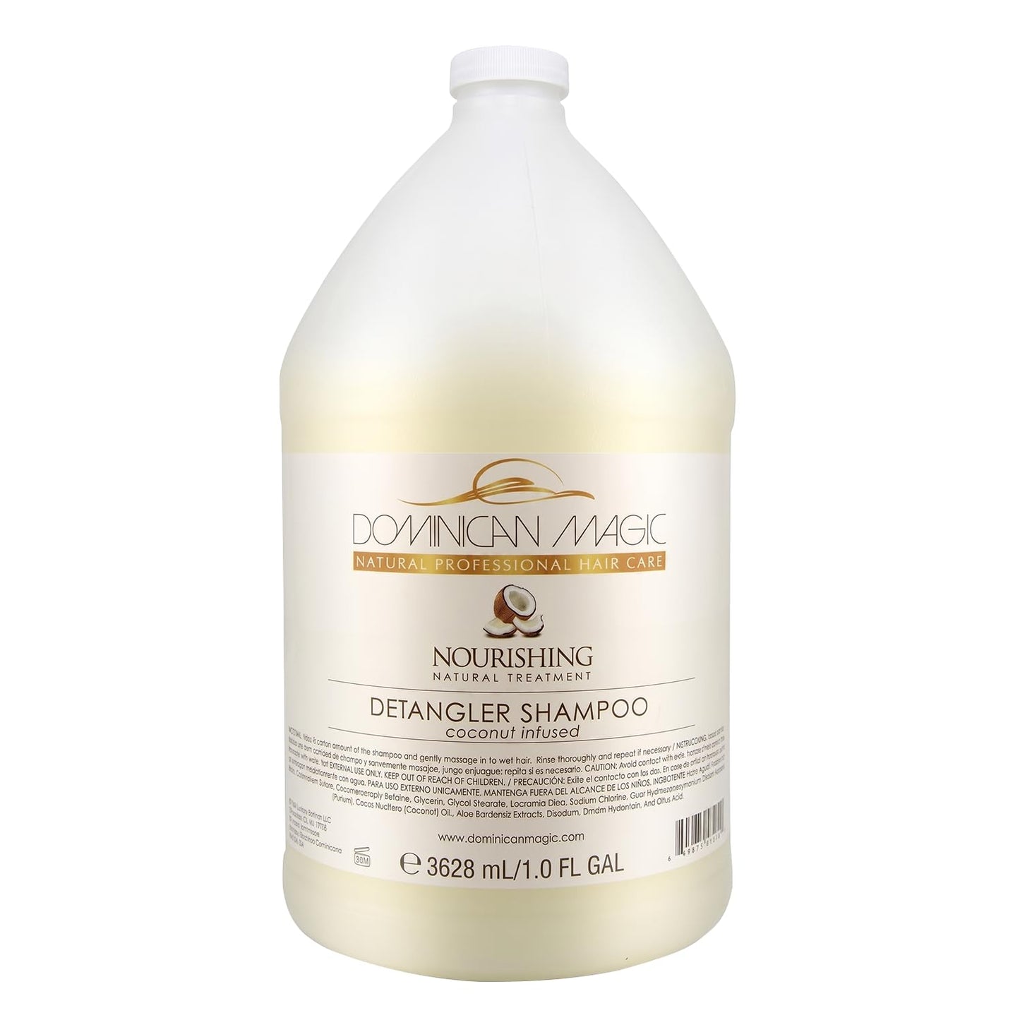DOMINICAN MAGIC Detangler Shampoo – Coconut Infused (1 Gallon) | Hydrating & Smoothing Shampoo for Dry, Frizzy & Curly Hair | Deep Nourishment & Tangle-Free Finish
