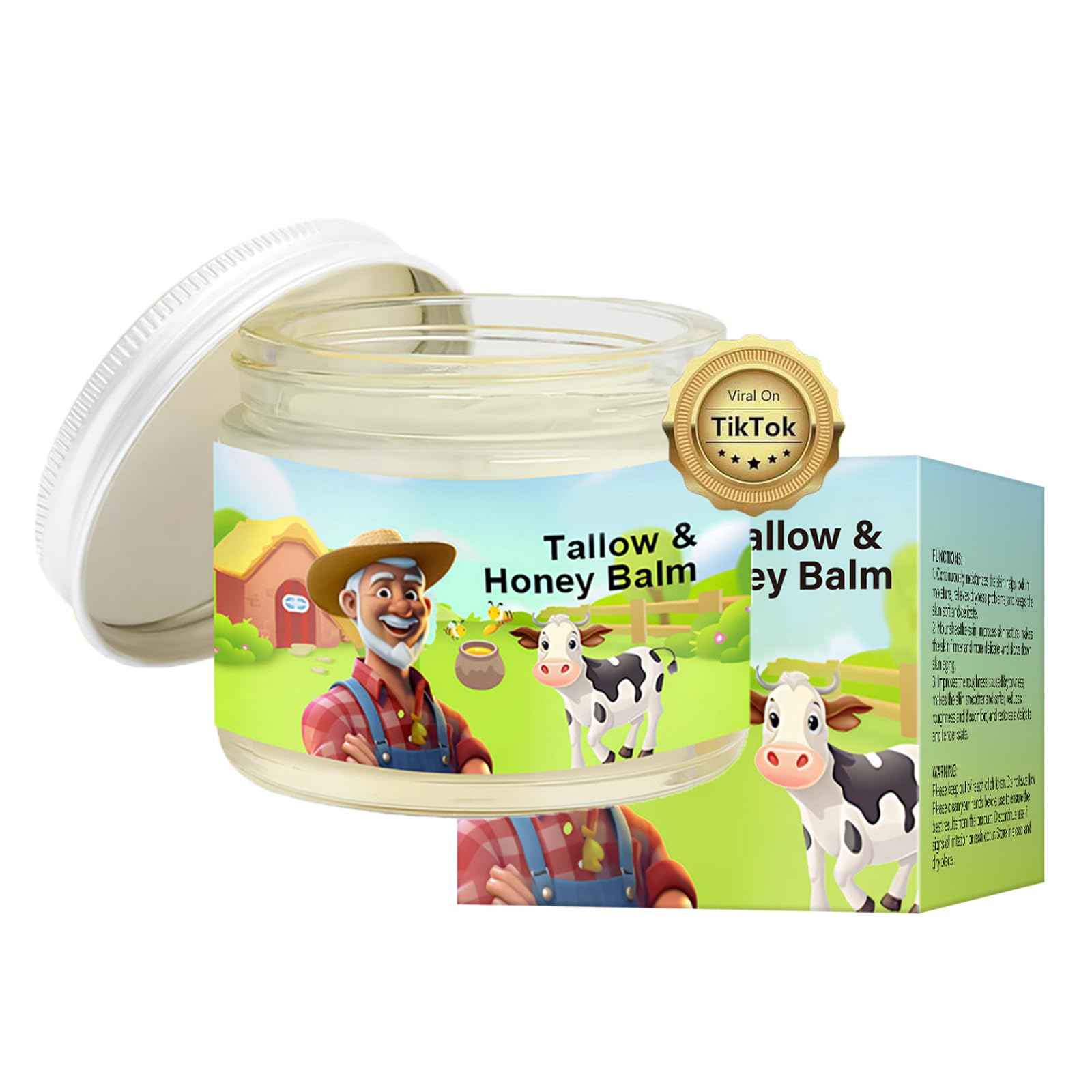 Abtiuey Tallow & Honey Balm, Based Supplies Handmade Beef Tallow Face Moisturizer for Skin, All-Natural with Grass-Fed Beef Tallow & Raw Wild Honey