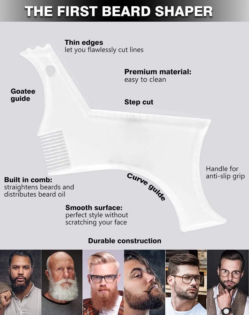 MIKEBE Beard Shaping & Styling Tool With Comb for Perfect line up & Edging For Men's Jaw Cheek/Neck Line, Symmetric/Curve/Step Cut Works with Any Beard Razor Electric Trimmers or Clippers