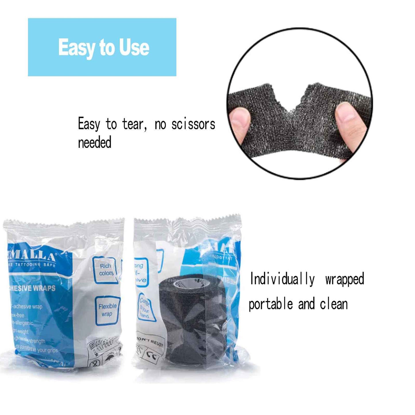 Tattoo Grip Tape - Beoncall 24pcs Self Cohesive Bandage Wrap 2”x 5 Yards Tattoo Gun Wrap Athletic Tape Tattoo Accessories Tattoo Supplies