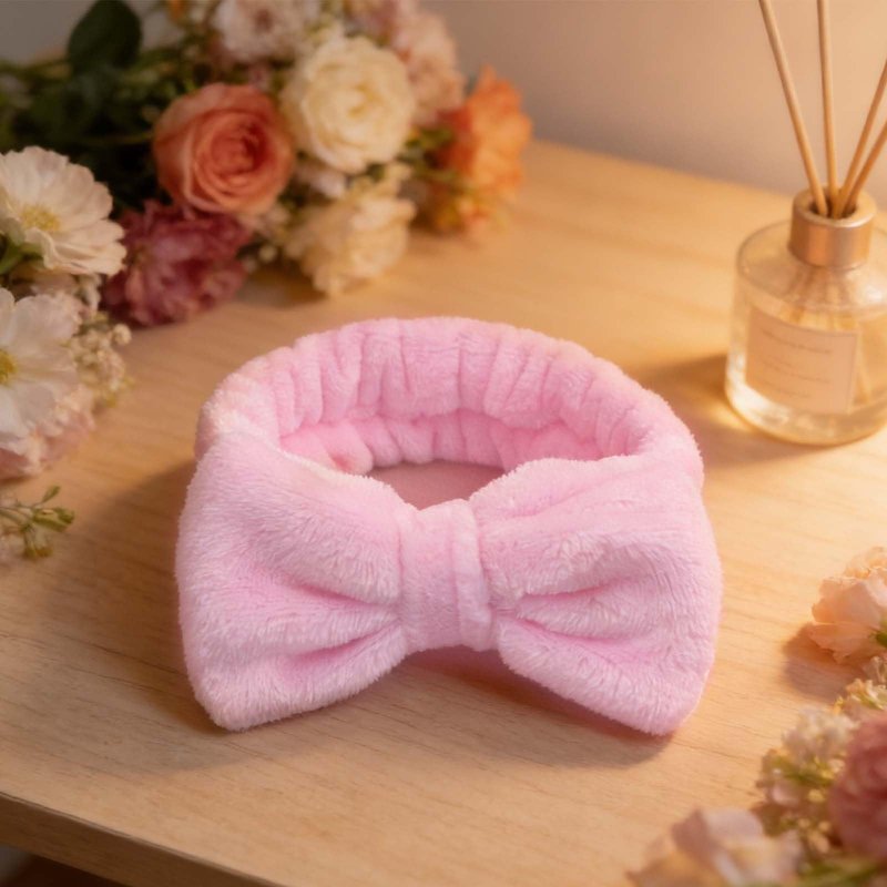 JHJEWH Spa Headbands,Makeup Headbands for Women,Facial Headband Bulk,Soft Coral Fleece Headband for Makeup,Cosmetic Head Wraps,Bow Hair Bands for Face Washing Shower Skin Care (pink, 25pcs)