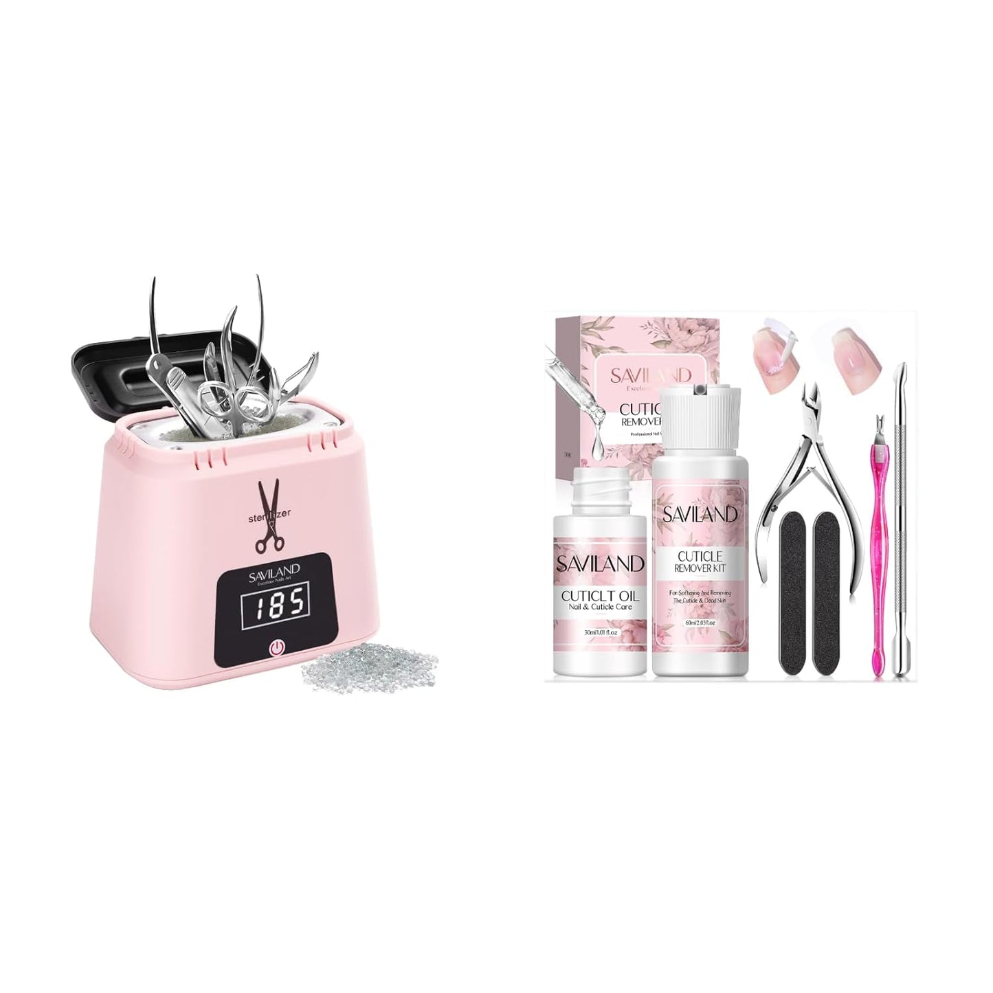 Saviland Nail Sterilizer Tool & Cuticle Remover Oil Kit | Professional Nail Care Essentials