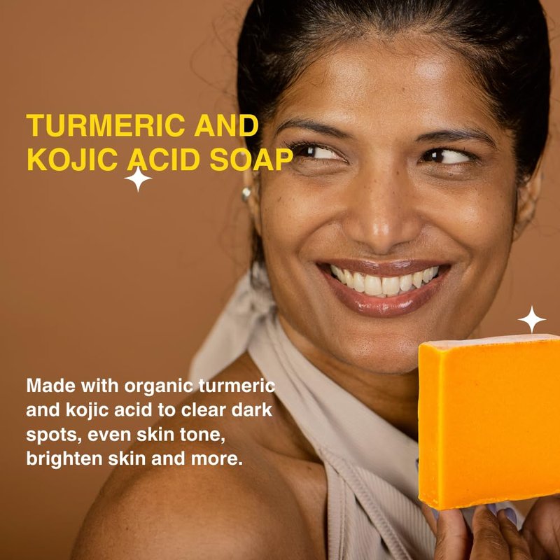 Turmeric Skin Cleansing Soap - Natural Glow Face & Body Cleanser for Acne, Dark Spots & Scars | 3 Bars (4.5 oz)