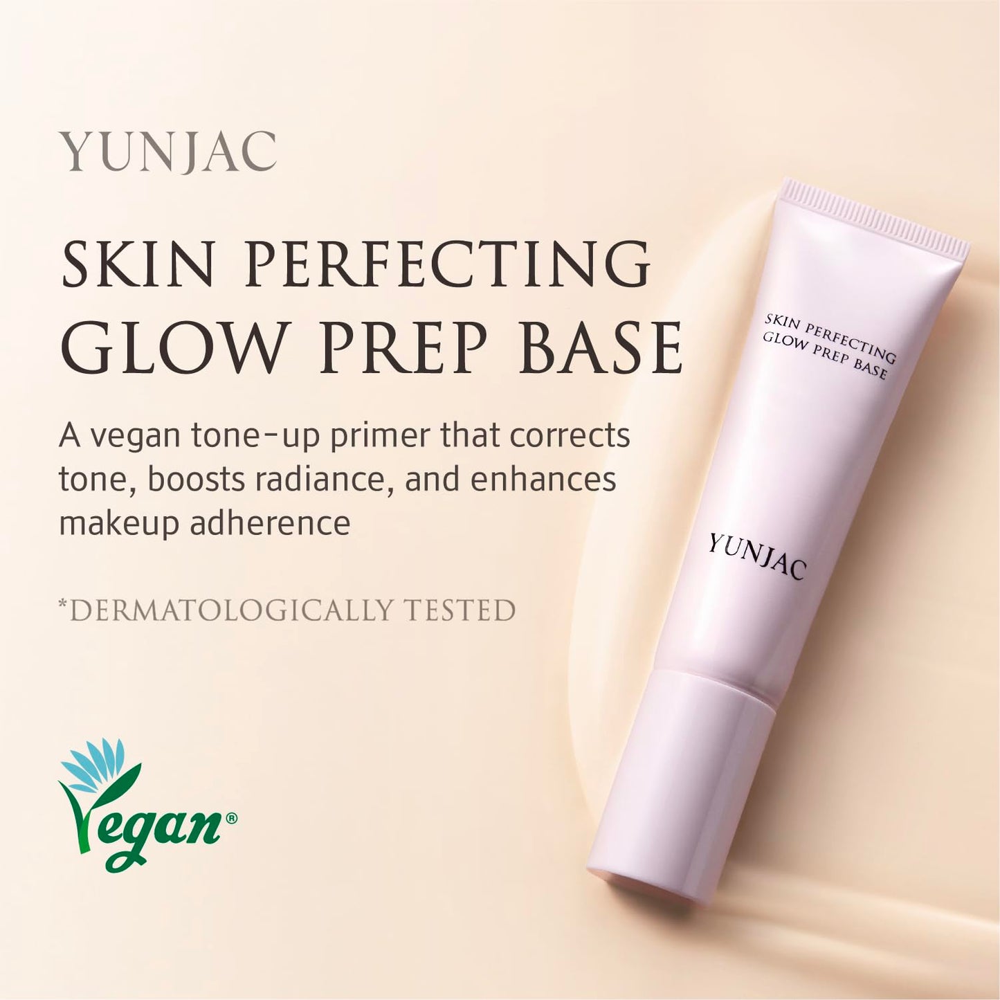 YUNJAC Skin Perfecting Glow Prep Base (1.01 fl oz) – Lightweight Primer with Niacinamide, Vitamin E & Fermented Green Tea, Silicone-Free Formula for Smooth, Radiant, and Long-Lasting Skin Finish