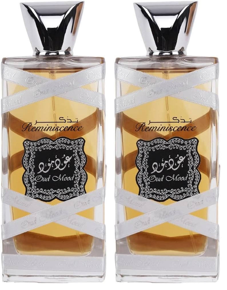 Lattafa Oud Mood Reminiscence for Unisex Eau de Parfum Spray, 3.4 Ounce (Pack of 2)
