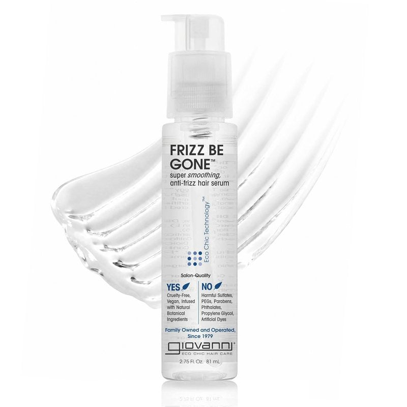 GIOVANNI ECO CHIC Frizz Be Gone - Super Smoothing Anti-Frizz Hair Serum, Adds Shine, Seals in Color, Infused with Natural Botanical Ingredients, Salon Quality, No Parabens - 2.75 oz