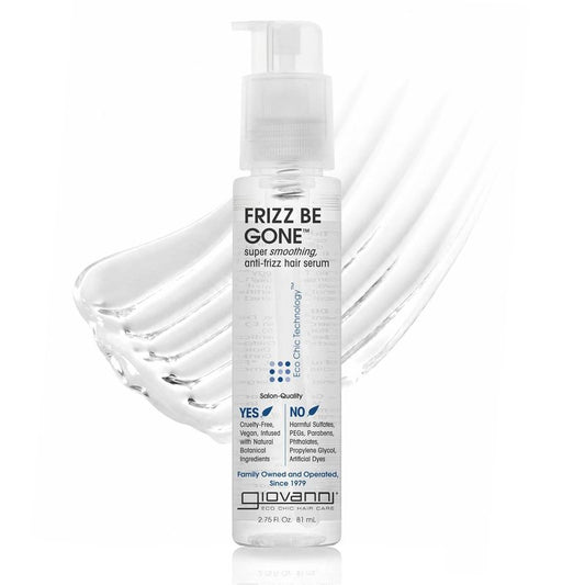 GIOVANNI ECO CHIC Frizz Be Gone - Super Smoothing Anti-Frizz Hair Serum, Adds Shine, Seals in Color, Infused with Natural Botanical Ingredients, Salon Quality, No Parabens - 2.75 oz (1 Pack)
