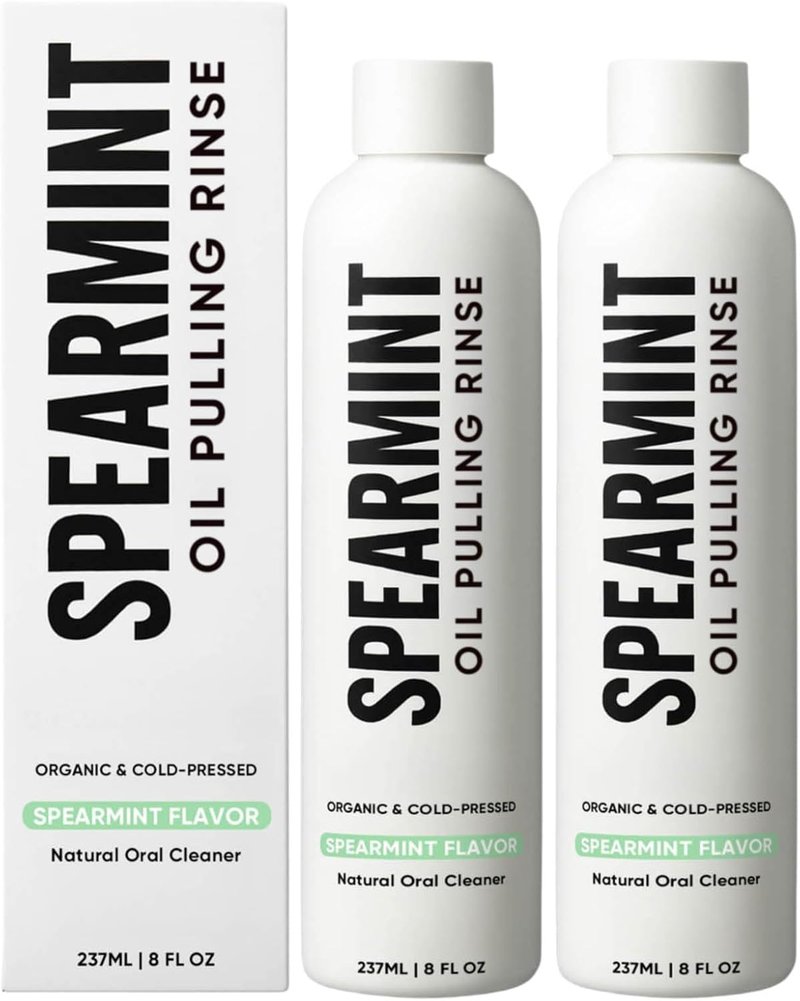 Spearmint Oil Pulling Rinse - Organic Coconut Oil & Mentha Haplocalyx for Fresh Breath | 8 fl oz