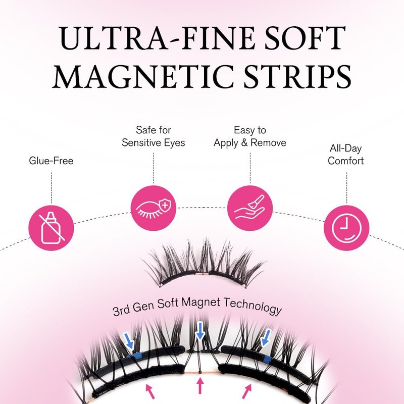 VEYESBEAUTY Magnetic Eyelashes with Applicator Reusable Magnetic Lashes Natural Look No Glue Needed False Eyelashes, Moonlit Lashes Kit Easy to Wear and Remove