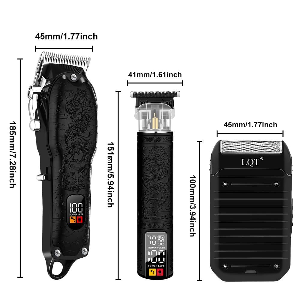 LQT Professional Hair Clippers for Men, Professional Barber Clippers and Trimmer Set, Cordless Rechargeable Electric Hair Clippers for Hair Cutting, Men's Gifts for Husband, Barbers, Father