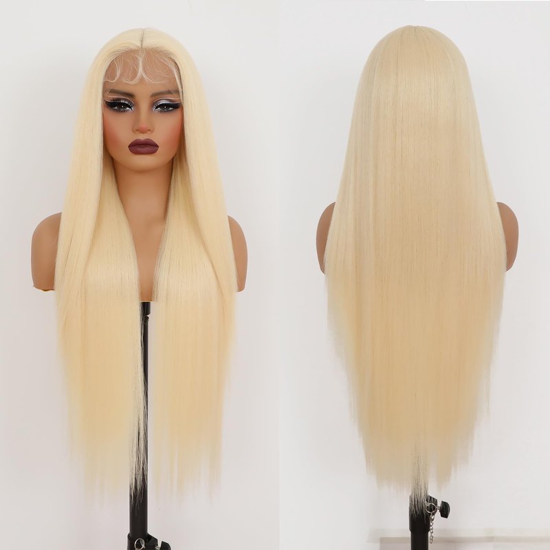Lovestory #613 Lace Front Wigs for Black Women Long Straight Pre Plucked Synthetic Lace Front Wigs Glueless Blonde Lace Frontal Wigs Natural Hairline with Baby Hair(30Inch)