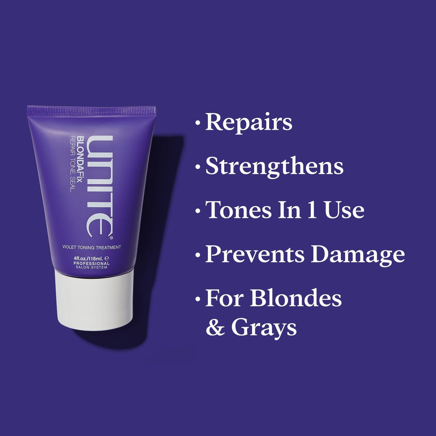 UNITE Hair BLONDA Fix Purple Hair Treatment | Tones, Repairs & Brightens Blonde, Gray & Highlighted Hair | 4 fl oz