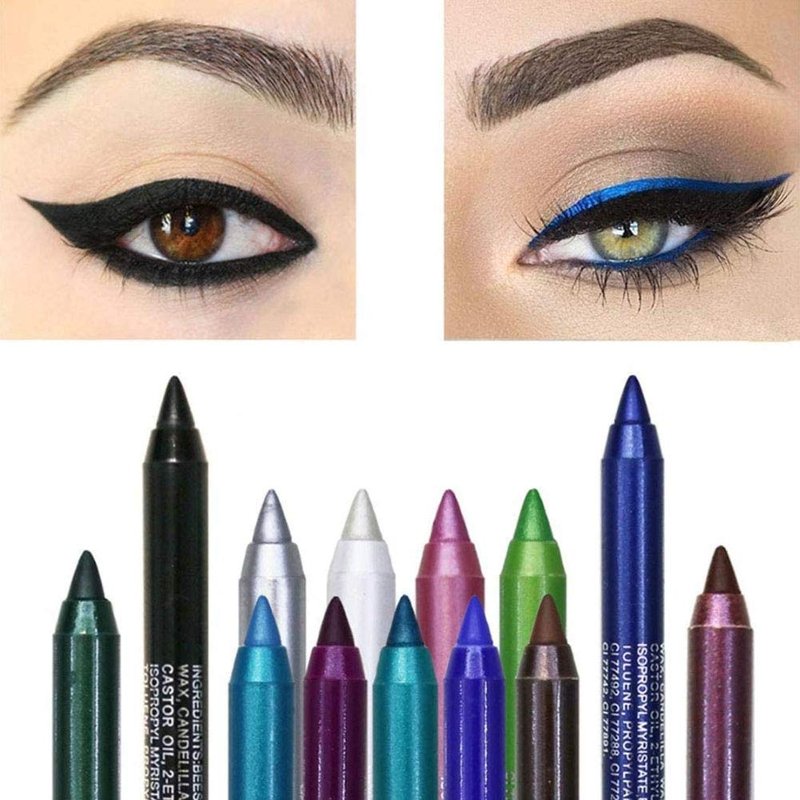 Waterproof Eyeliner Pencil - 12 Vibrant Colors | Long-Lasting Matte & Pearlescent Finish