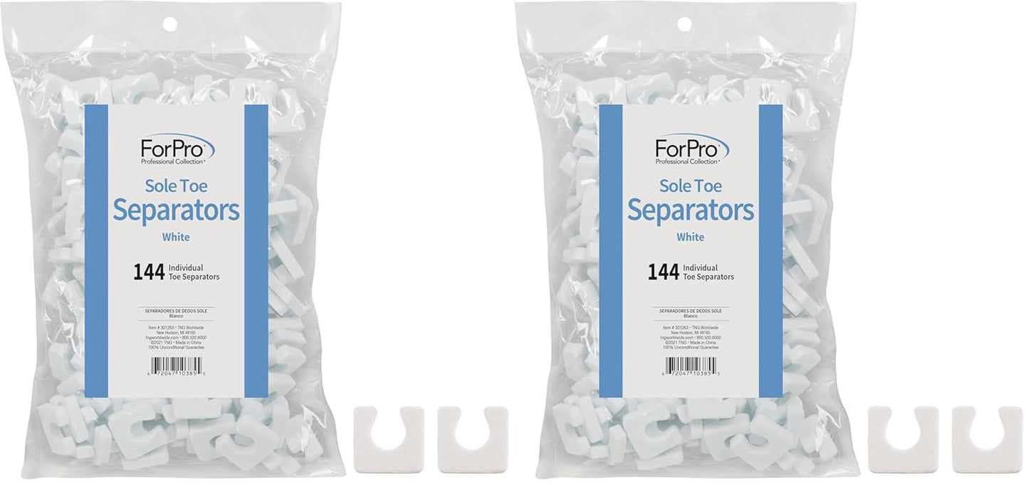 ForPro Sole Toe Separators - Black Luxurious Foam Separators - Individual Toe Separators for Pedicures â€“ 144-Count